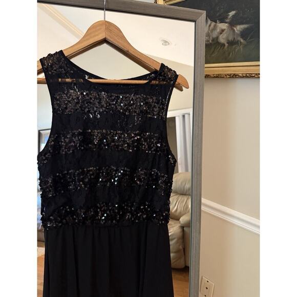 Bisou Bisou Black Sleeveless Sequined High Low Cocktail Women's Dress Size 8 - Picture 4 of 5